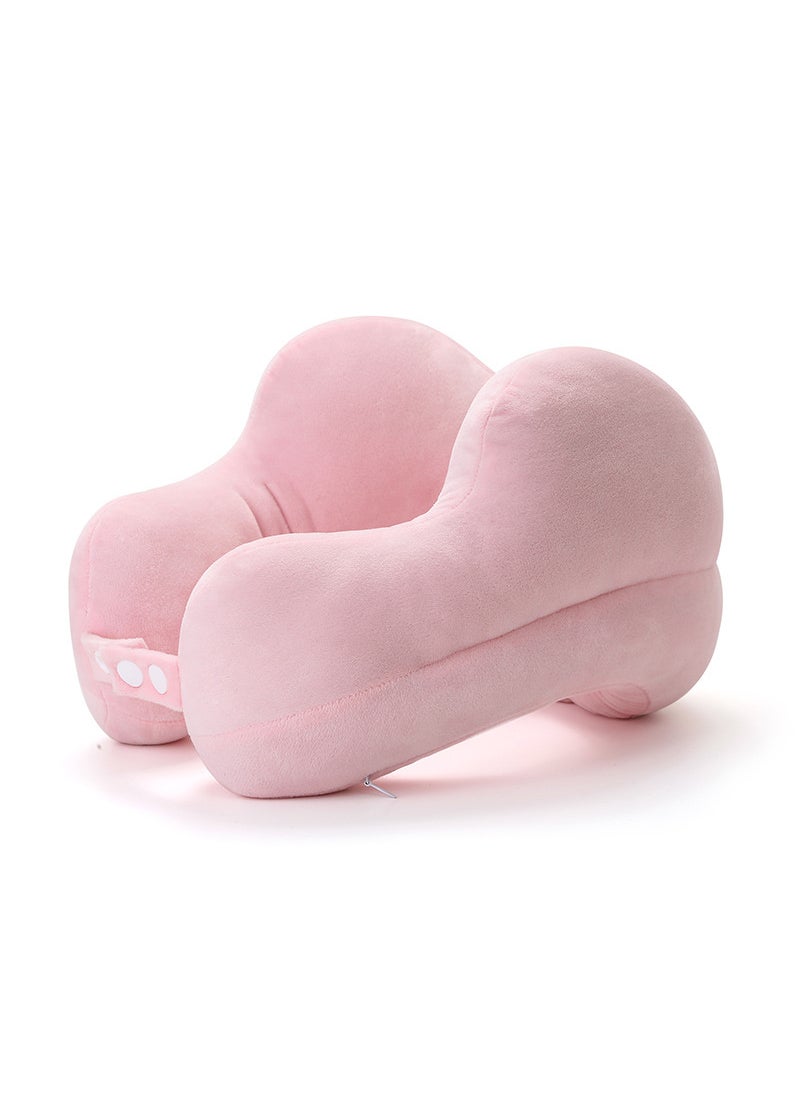 U-Shape Pillow for Neck Support Peach Pink