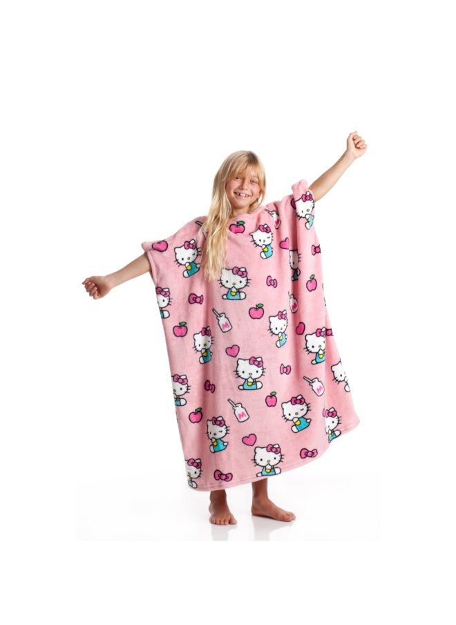 Wearable Blanket | Double Sided Wearable Fleece Blanket for Kids,  Soft, Comfy, Warm, Fun, Machine Washable, for Kids and Teenagers size 80x90cm - Momonga Hello Kitty