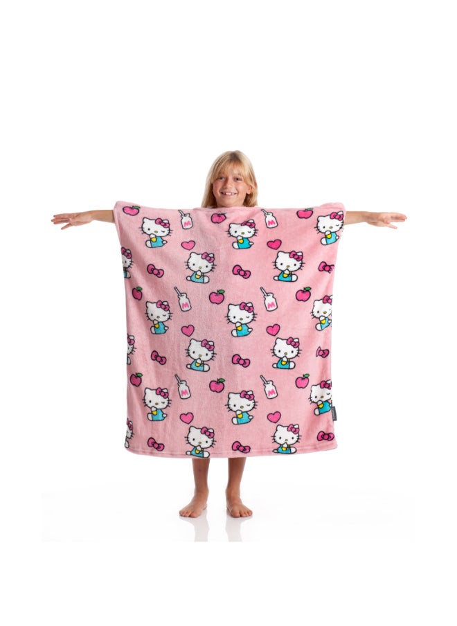 Wearable Blanket | Double Sided Wearable Fleece Blanket for Kids,  Soft, Comfy, Warm, Fun, Machine Washable, for Kids and Teenagers size 80x90cm - Momonga Hello Kitty