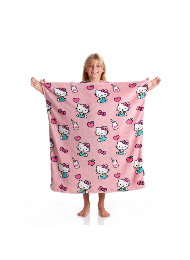 Wearable Blanket | Double Sided Wearable Fleece Blanket for Kids,  Soft, Comfy, Warm, Fun, Machine Washable, for Kids and Teenagers size 80x90cm - Momonga Hello Kitty