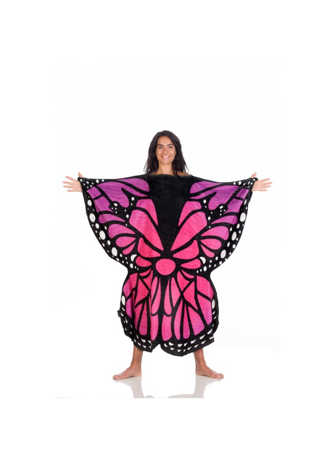 Wearable Blanket | Double Sided Wearable Fleece Blanket w/ Butteryfly Wings, Soft, Comfy, Warm, Fun, Machine Washable, for Adults Men Women Teenagers size 120 x 120cm - Blue/Purple Butterfly