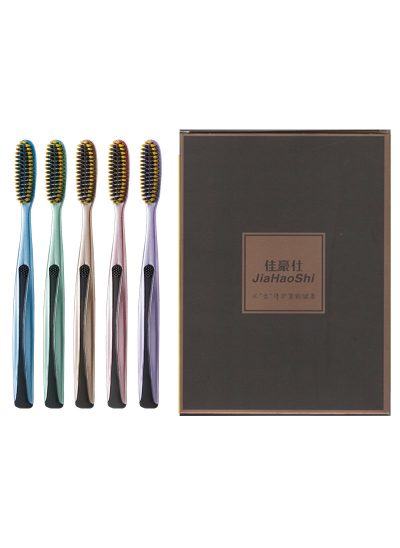 Jiahaoshi Gold Series Long Head Soft Bristle Toothbrush Pack of 5