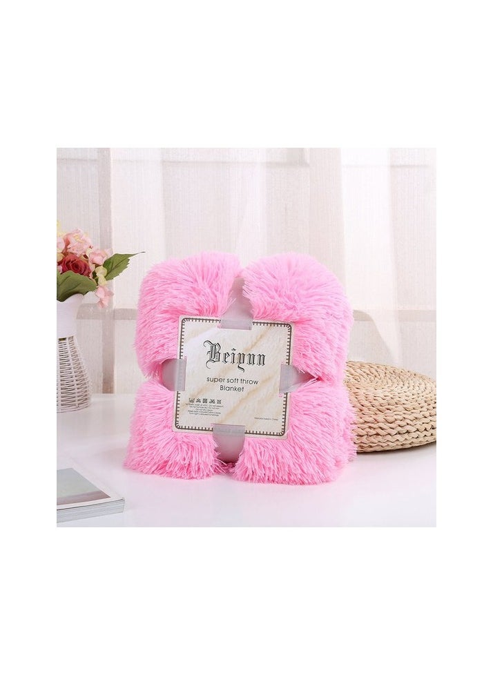 Soft flannel blanket solid color hot plush blanket sofa bed home decor winter polar blanket knit Colour:Sugar pink Sizes:130 x 160 cm