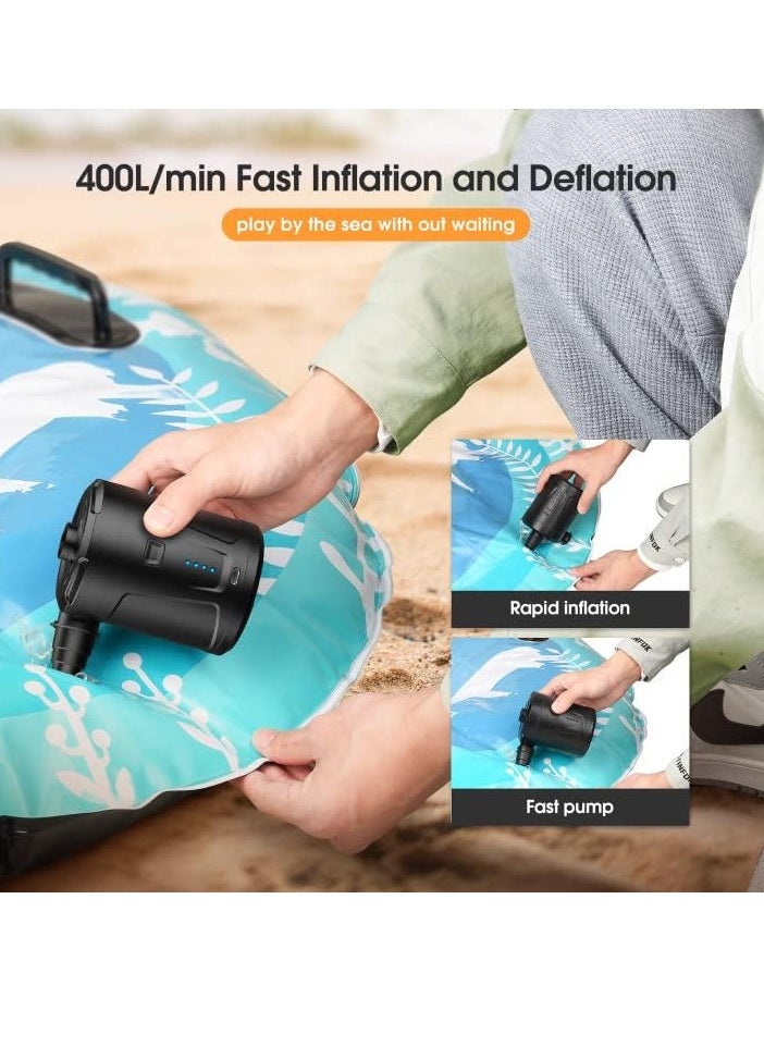 Huake USB Outdoor Multifunction Inflatable Deflate Pump, 5200mAh Portable Air Mattress Pump, Quick-Fill Electric Air Pump for Outdoor Camping, Inflatable,Boats,Raft,Pool,Floats,Swimming Ring, Air Bed