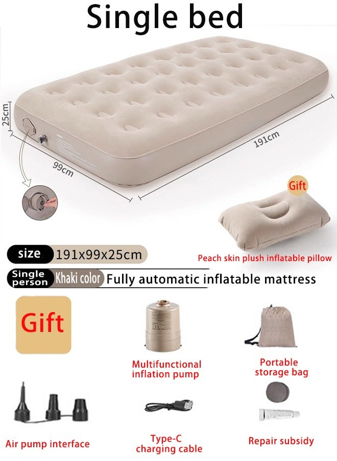 1PC Outdoor Portable Air Cushion Bed Folding Single person Inflatable Mattress Thickened Plush Mattress Household Inflatable Mattress