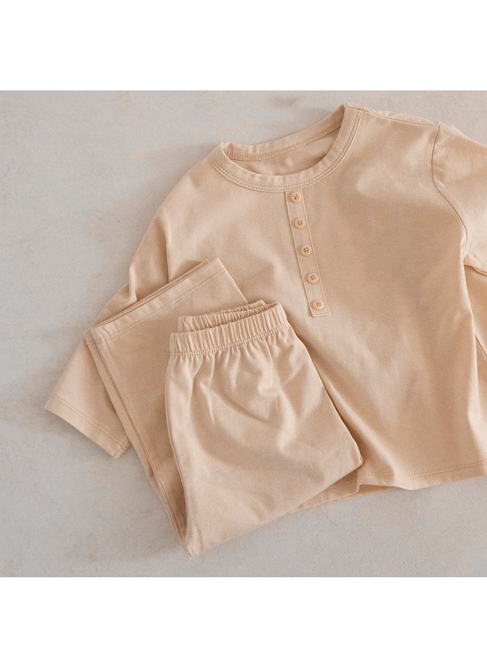 Korean-style Childrens Home Clothes Autumn and Winter Class A Cotton Base Girls Pajamas Babys Autumn Clothes Long Sleeve Underwear suit 23624 skin color