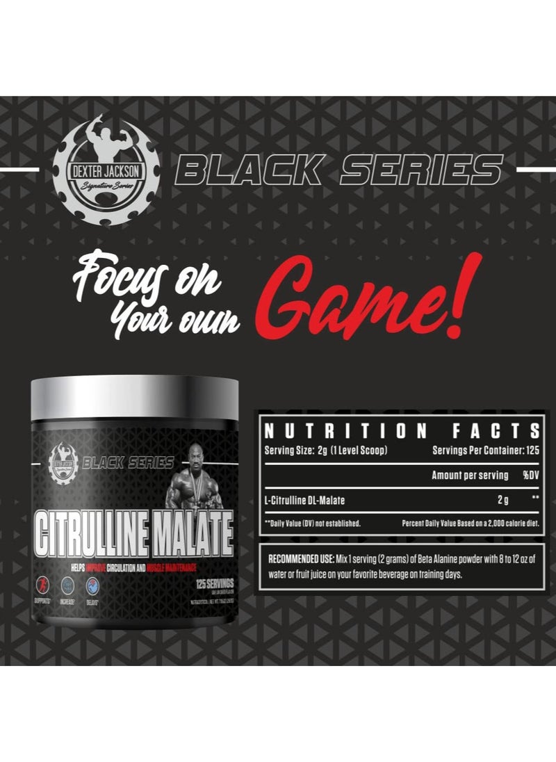 Black Series Citrulline Malate 250g - 125 Servings | Premium Nitric Oxide Support for Enhanced Blood Flow and Workout Performance