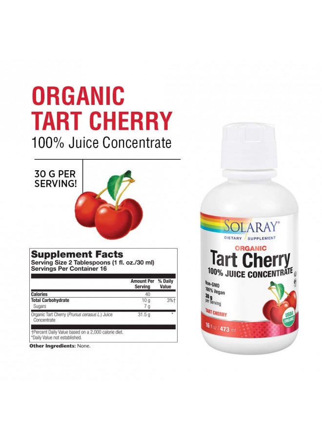 Solaray Organic Tart Cherry 100% Juice Concentrate | Healthy Uric Acid Levels & Joint Support | 16 Servings | 16 fl oz