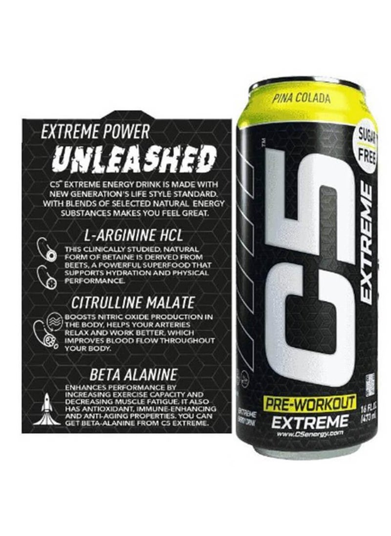 C5 Extreme Zero Sugar Pina Colada 16oz, Pack of 12