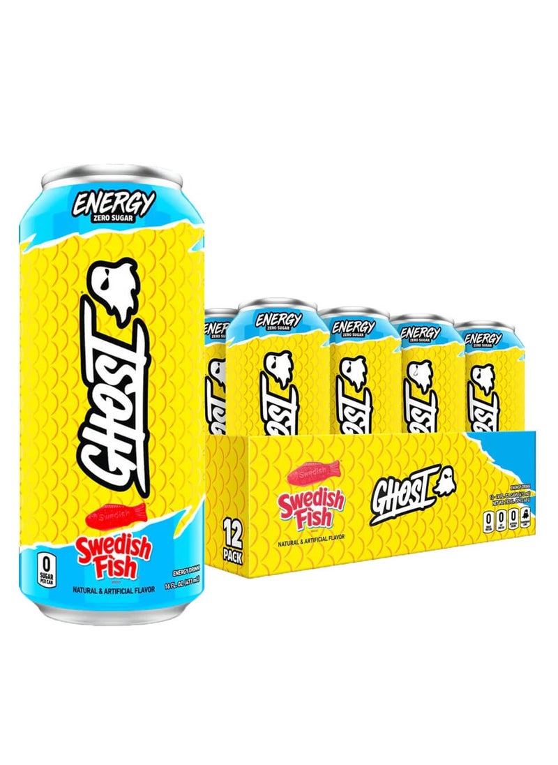 Ghost, Energy Zero Sugar Sour Patch Kids, Swedish Fish, 473ml, Pack of 12