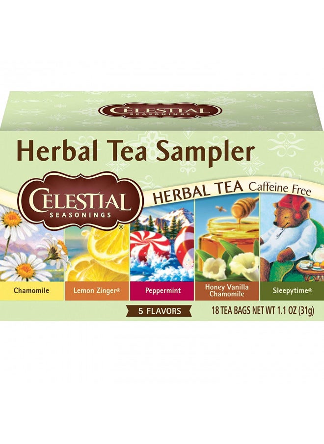 Celestial Seasonings Herbal Tea, Tea Sampler, 18 Count (Pack of 6)