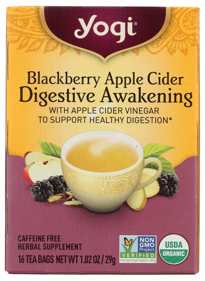 Yogi Tea Organic Blackberry Apple Awakening Digestive Cider, 16 CT