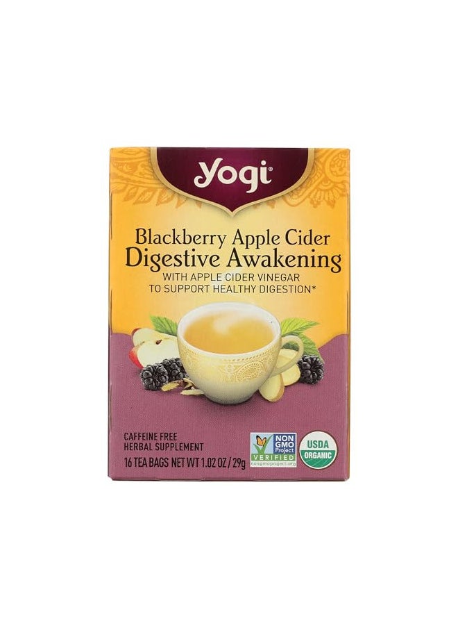 Yogi Tea Organic Blackberry Apple Awakening Digestive Cider, 16 CT