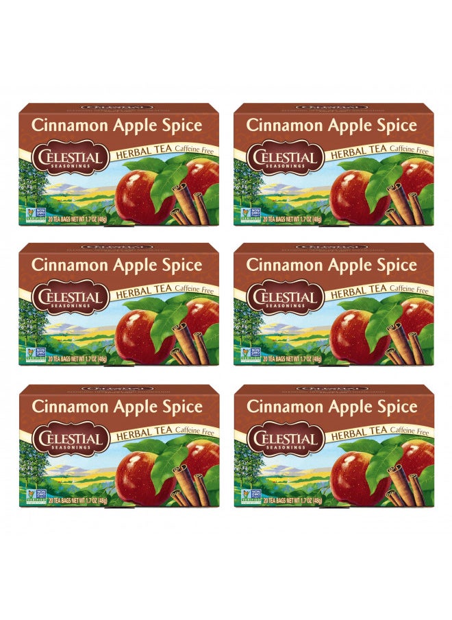 Celestial Seasonings Herbal Tea, Cinnamon Apple Spice, Caffeine Free, 20 Tea Bags (Pack of 6)