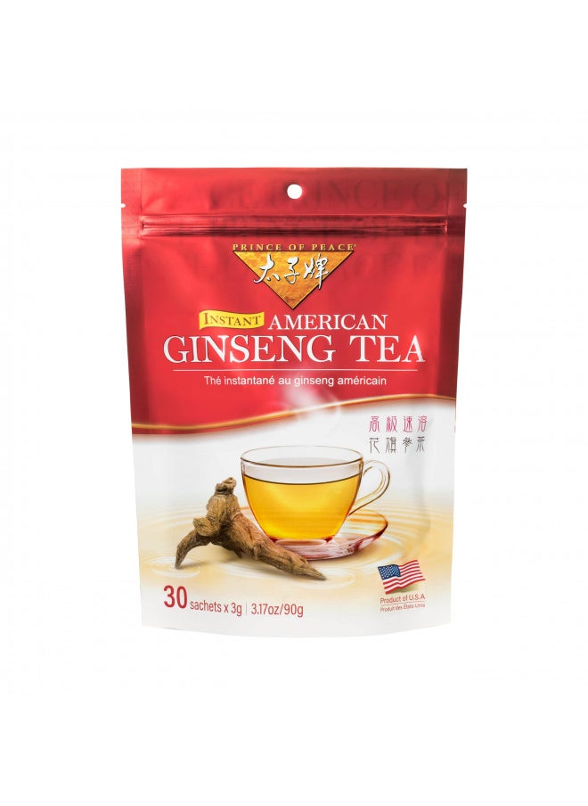 Prince of Peace Instant American Ginseng Tea, 30 Sachets Healthy Drink, Caffeine-Free Energy-Boosting, Heavy Antioxidants, Made in The USA, Plant Extracts