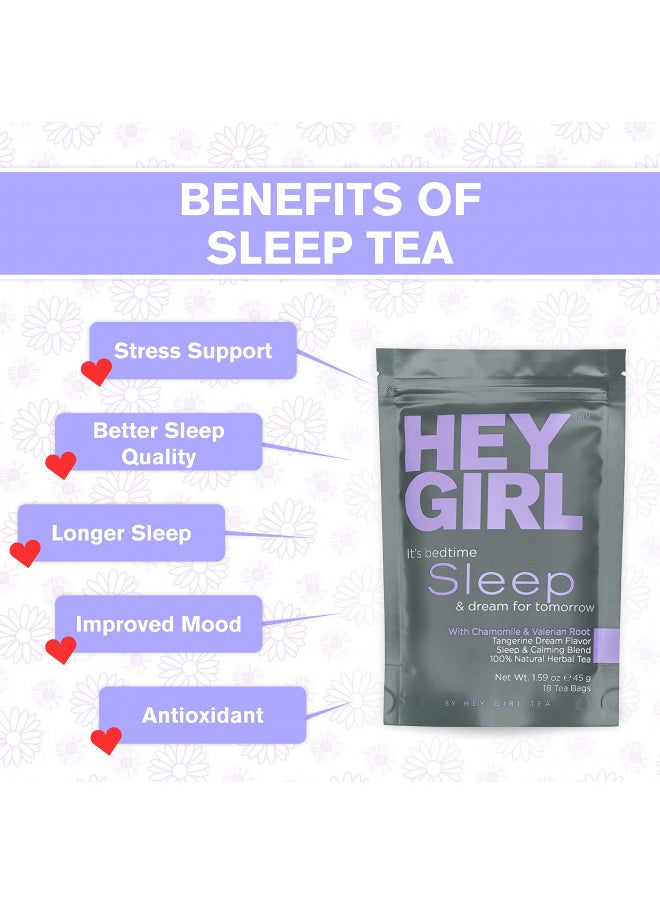 Sleep Tea for Bedtime - Calming Sleepytime Herbal Tea w/Valerian Root, Chamomile, Passion Flower, Lemon Balm - Relaxing Natural Nighty Night Sleeping Tea - Relaxation Self Care Gifts for Women