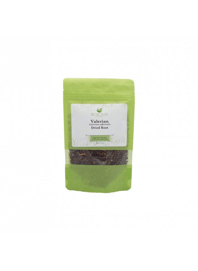Biokoma Pure and Organic Valerian Dried Root 100g (3.55 oz) in Resealable Moisture Proof Pouch, USDA Certified Organic - Herbal Tea, No Additives, No Preservatives, No GMO