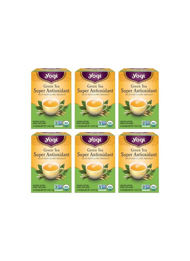 Yogi Tea - Green Tea Super Antioxidant (6 Pack) - Organic Green Tea Blend to Support Overall Health - 96 Tea Bags