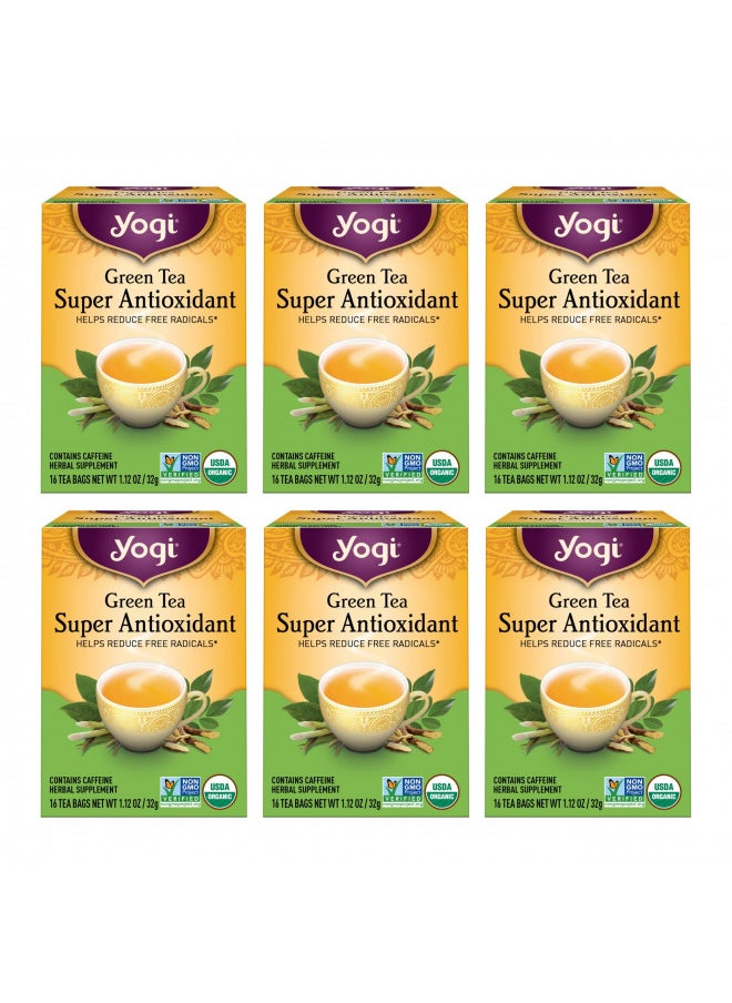 Yogi Tea - Green Tea Super Antioxidant (6 Pack) - Organic Green Tea Blend to Support Overall Health - 96 Tea Bags