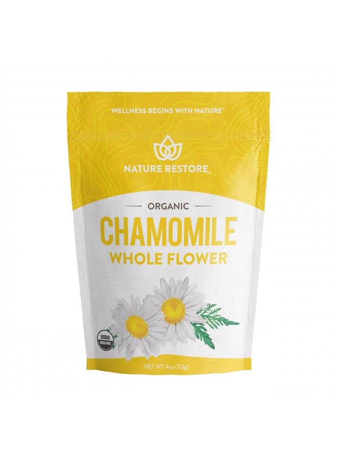 Organic Chamomile Whole Flower, Loose Leaf, Tea Leaves, 4oz (Packaging may vary)