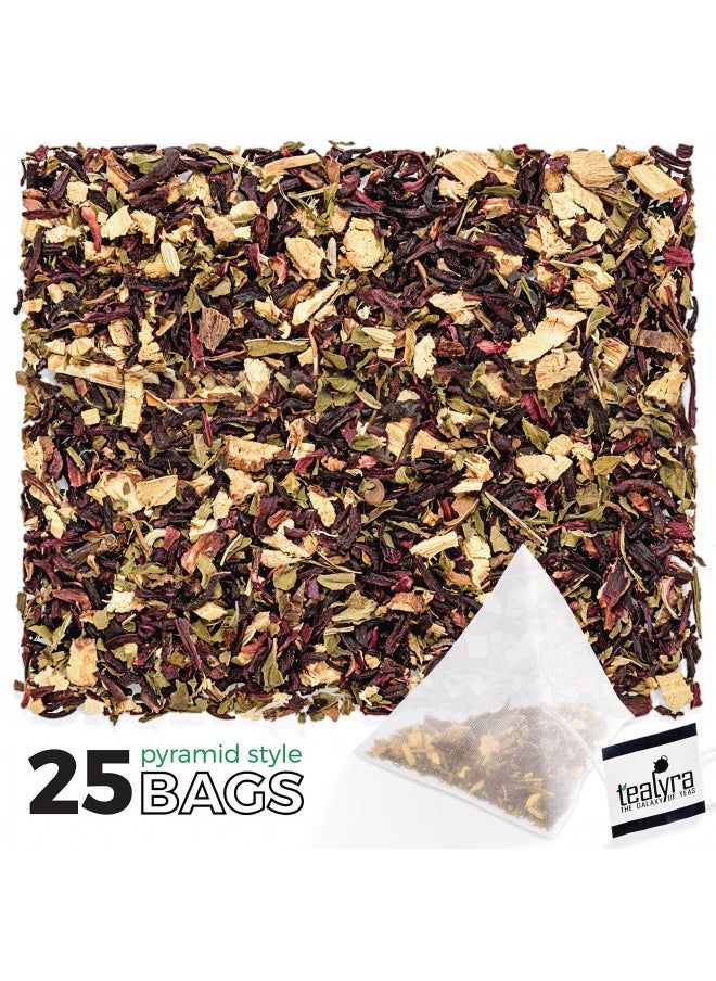 Tealyra - Flat Belly Detox - 25 Bags - Fennel - Peppermint - Hibiscus - Wellness Herbal Loose Leaf Tea - Cleanse Tea - Caffeine Free - Pyramids Style Sachets