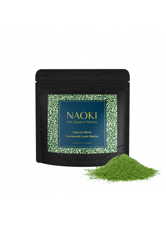 Naoki Matcha Superior Ceremonial Blend Authentic Japanese First Harvest Ceremonial Grade Matcha Green Tea Powder from Uji, Kyoto (50g / 1.75oz)