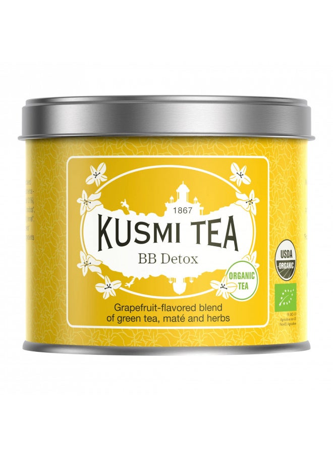 Kusmi Tea BB Detox - 3.5 oz Loose Tea Tin - Organic Blend of Green Tea, Mate & Grapefruit-Flavored Plants