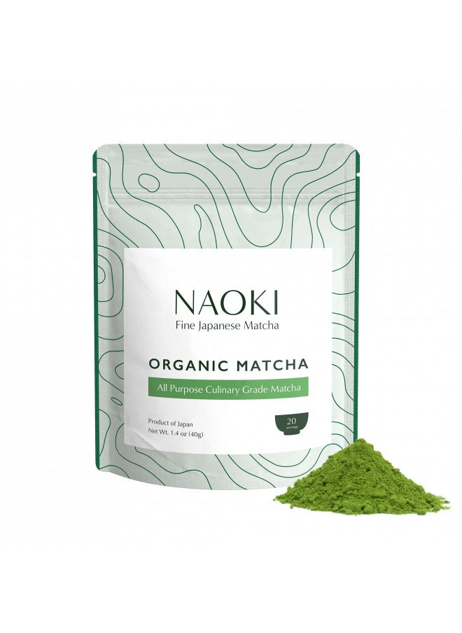 Naoki Matcha Organic All Purpose Blend - Authentic Japanese Culinary Grade Matcha Green Tea Powder from Japan (40g / 1.4oz)