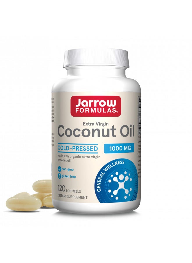 Jarrow Formulas Extra Virgin Organic Coconut Oil - 120 Softgels - Made With Certified Extra Virgin Coconut Oil - 100% Cold-Pressed & Solvent Free - Up to 120 Servings (PACKAGING MAY VARY)