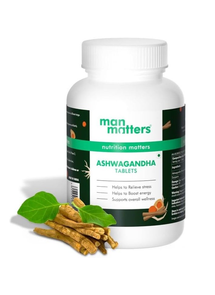 Man Matters Gold Standard 500mg Purest Ashwagandha Tablets - 60 Capsules | Standardised to 5% Withanolides | Reduce Stress & Boost Energy