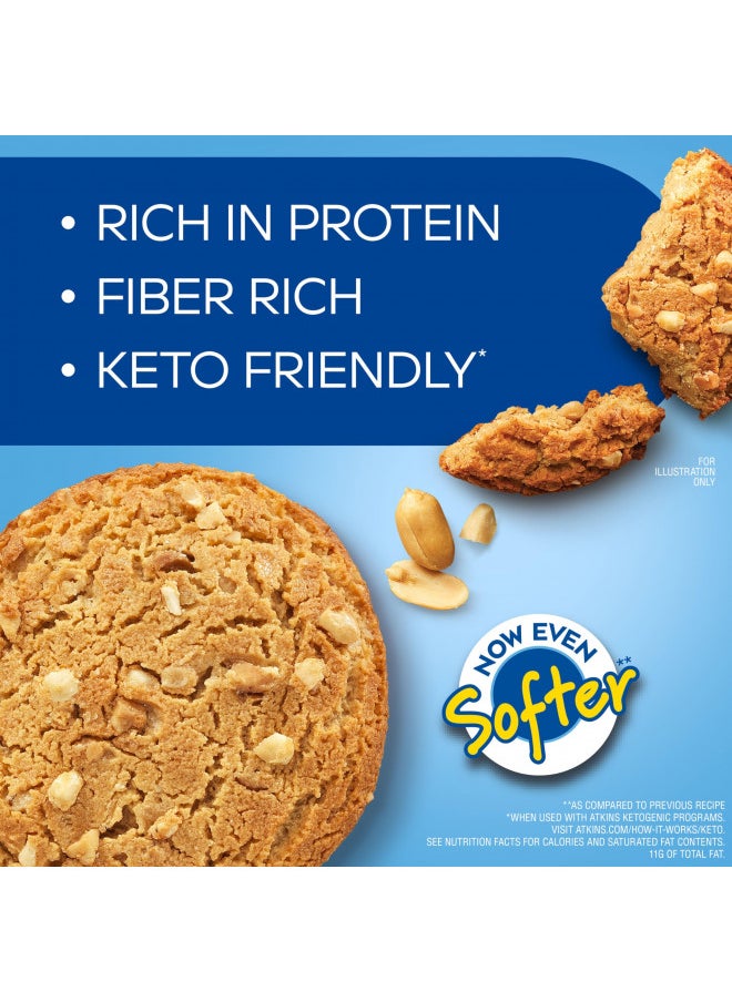 Atkins Peanut Butter Protein Cookie, Protein Dessert, Rich in Fiber, 3g Net Carb, 1g Sugar, Keto Friendly, 4 Count