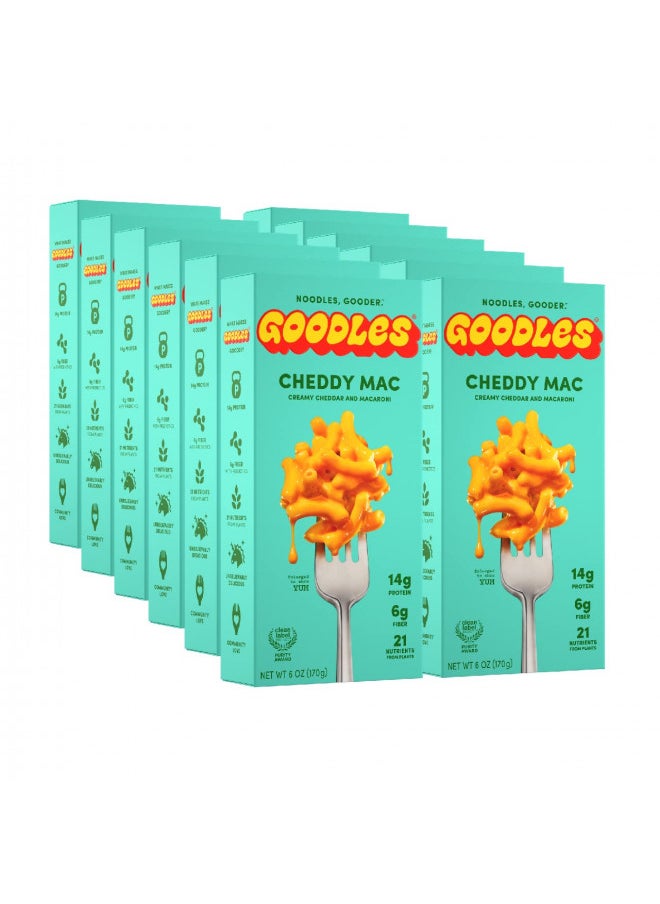 Goodles Cheddy Mac & Cheese 12 Pack, 6oz - 14g Protein, 6g Fiber with Prebiotics, 21 Nutrients and Made w/REAL Cheese! | Clean Label Certified