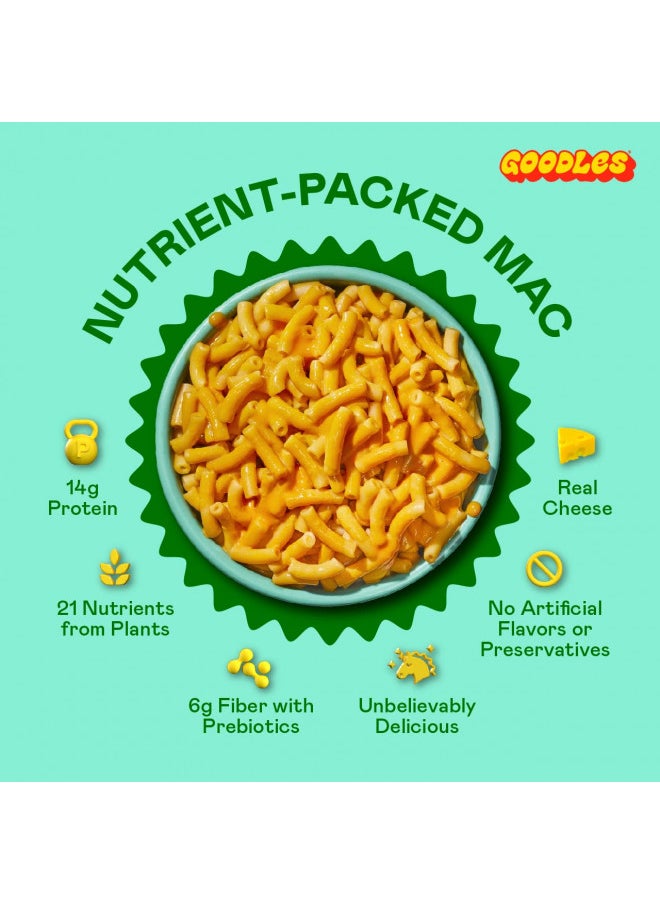 Goodles Cheddy Mac & Cheese 12 Pack, 6oz - 14g Protein, 6g Fiber with Prebiotics, 21 Nutrients and Made w/REAL Cheese! | Clean Label Certified