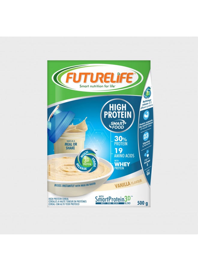 FUTURELIFE Smart Food - High Protein | 500g/17.6oz | 30g in Protein | Gluten Free | Keto Friendly | 19 Vitamins & Minerals | High in Fiber | Low GI | High in Omega 3 | (Vanilla, 1)