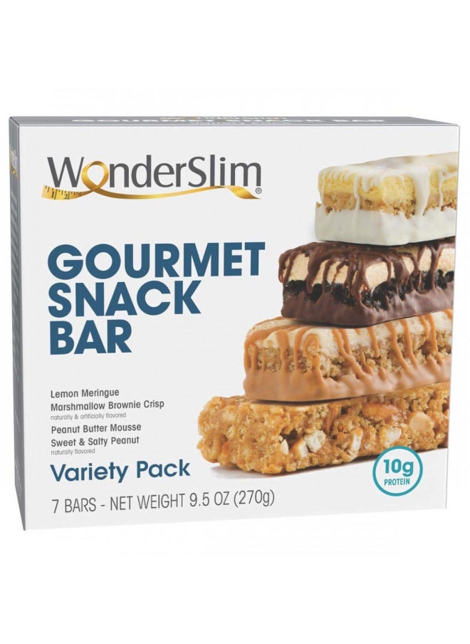 WonderSlim Gourmet Protein Snack Bar, Variety Pack, 10g Protein, 150-160 Calories, 0g Trans Fat (7ct)