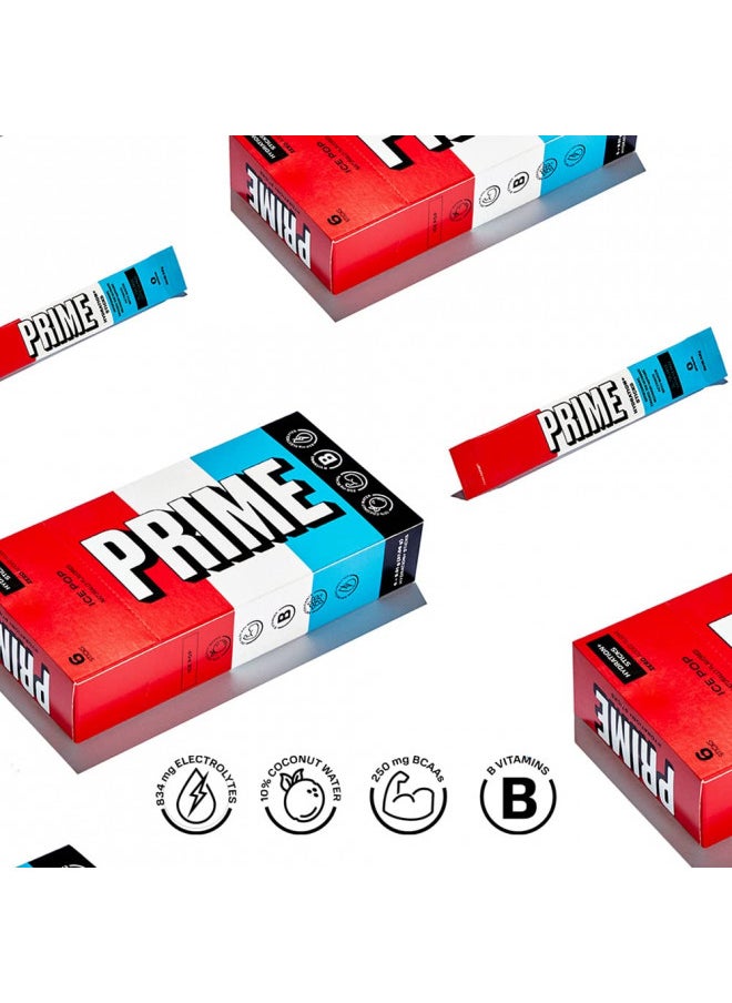 Prime Hydration+ Stick Pack | Electrolyte Drink Mix | 10% Coconut Water | 250mg BCAAs | Antioxidants | Naturally Flavored | Zero Added Sugar | Easy Open Single-Serving Stick | Ice Pop, 6 Sticks