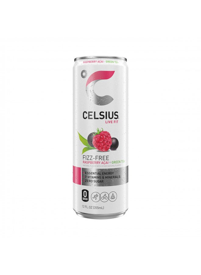 CELSIUS Raspberry Acai Green Tea, Functional Essential Energy Drink 12 Fl Oz (Pack of 12)