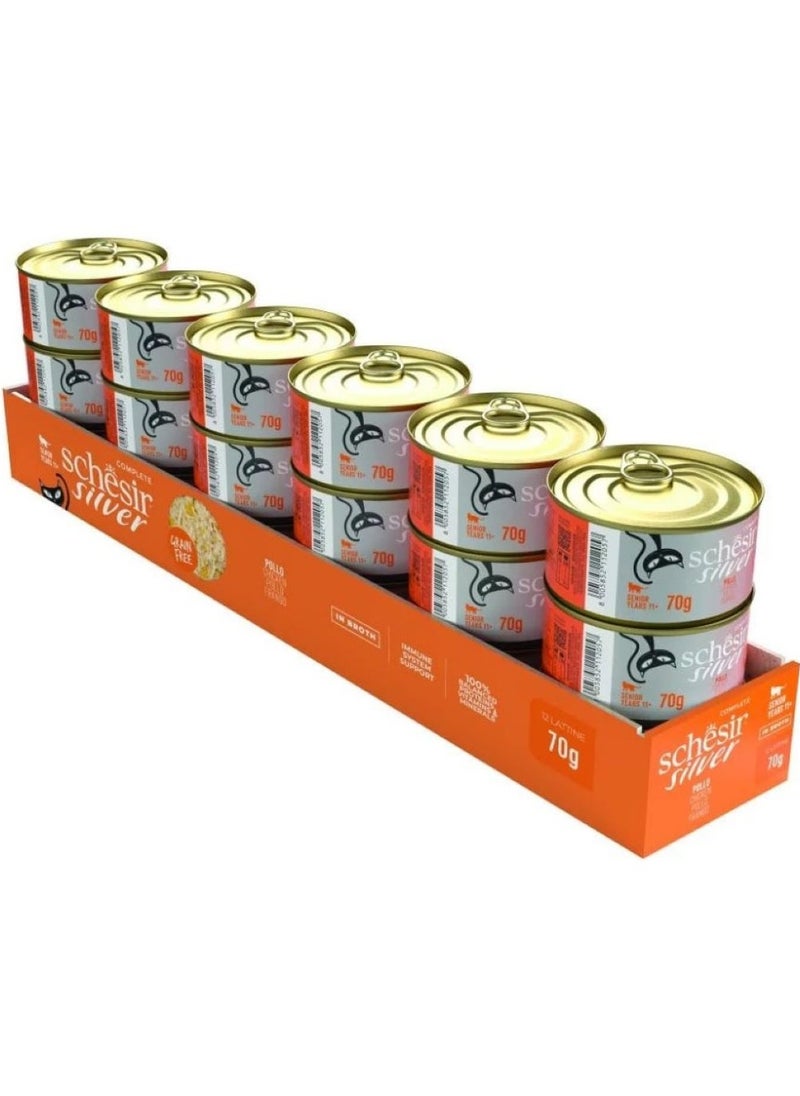 Schesir Silver Chicken in Broth Canned Cat Food - 70 g 12 pc