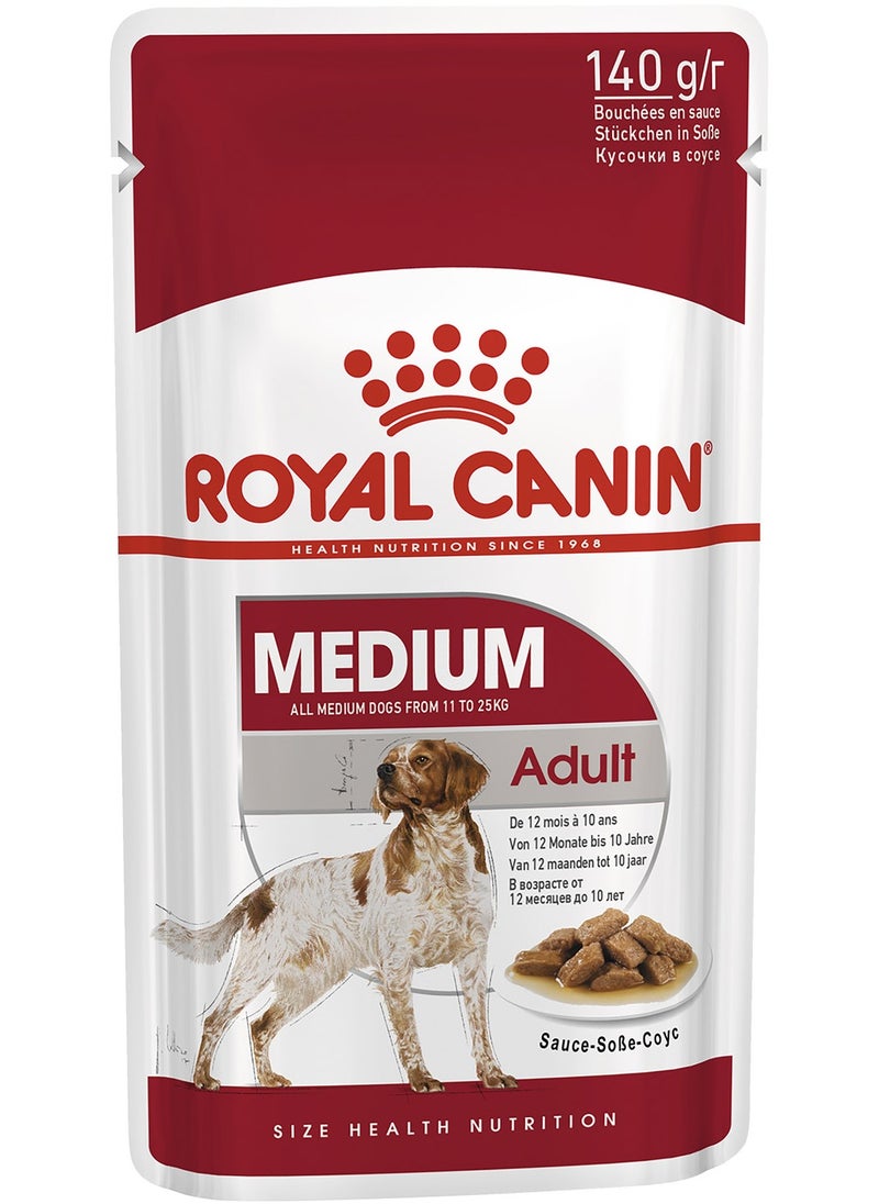 Royal Canin Medium Adult In Sauce Pouches Wet Dog Food 10 x 140g