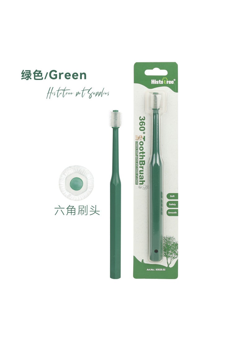 360-Degree Pet Toothbrush for Cats  DogsOlive Green (hexagon head) Olive Green (hexagon head)