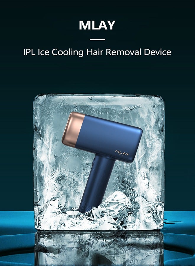 T14 IPL Ice Compress Hair Removal Device With Bikini Lense Dark Blue