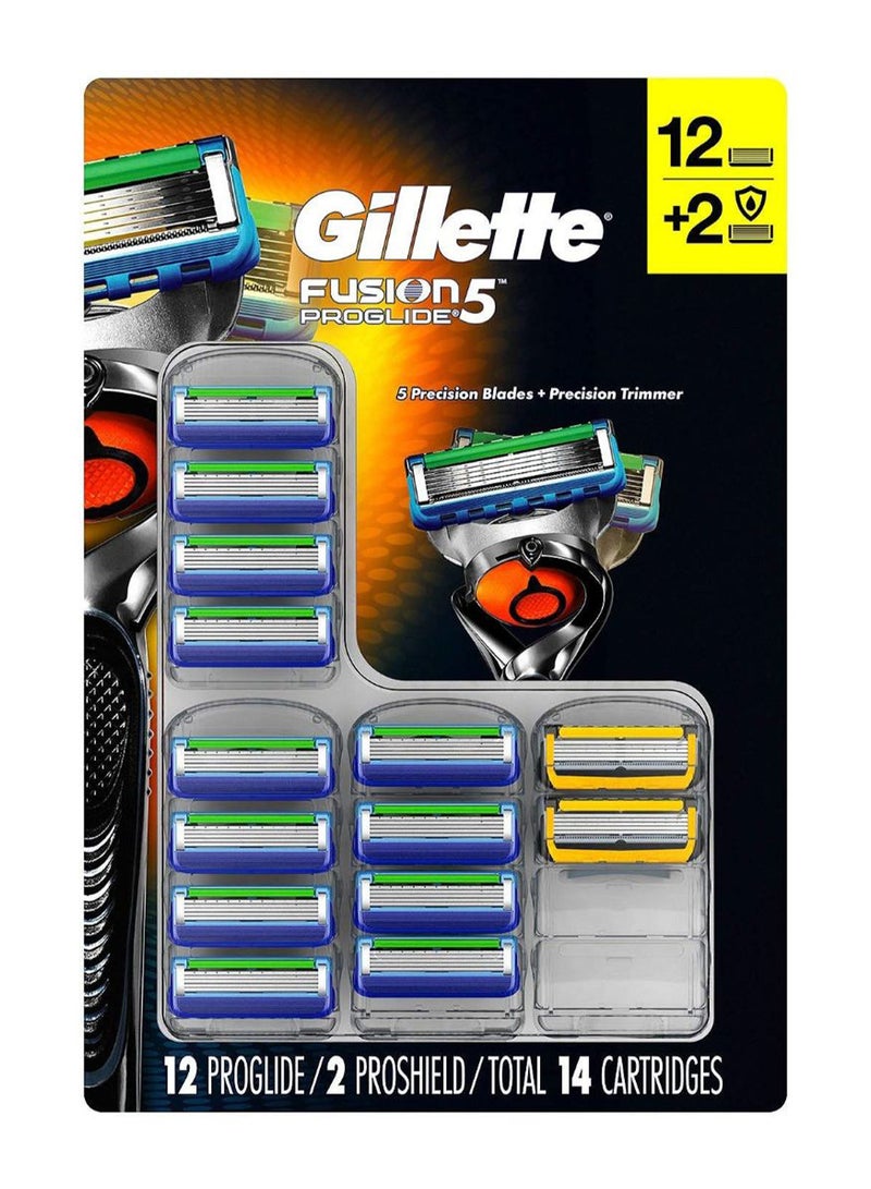 14-Piece Fusion 5 Proglide Cartridge Set (12+2 Free) Multicolour