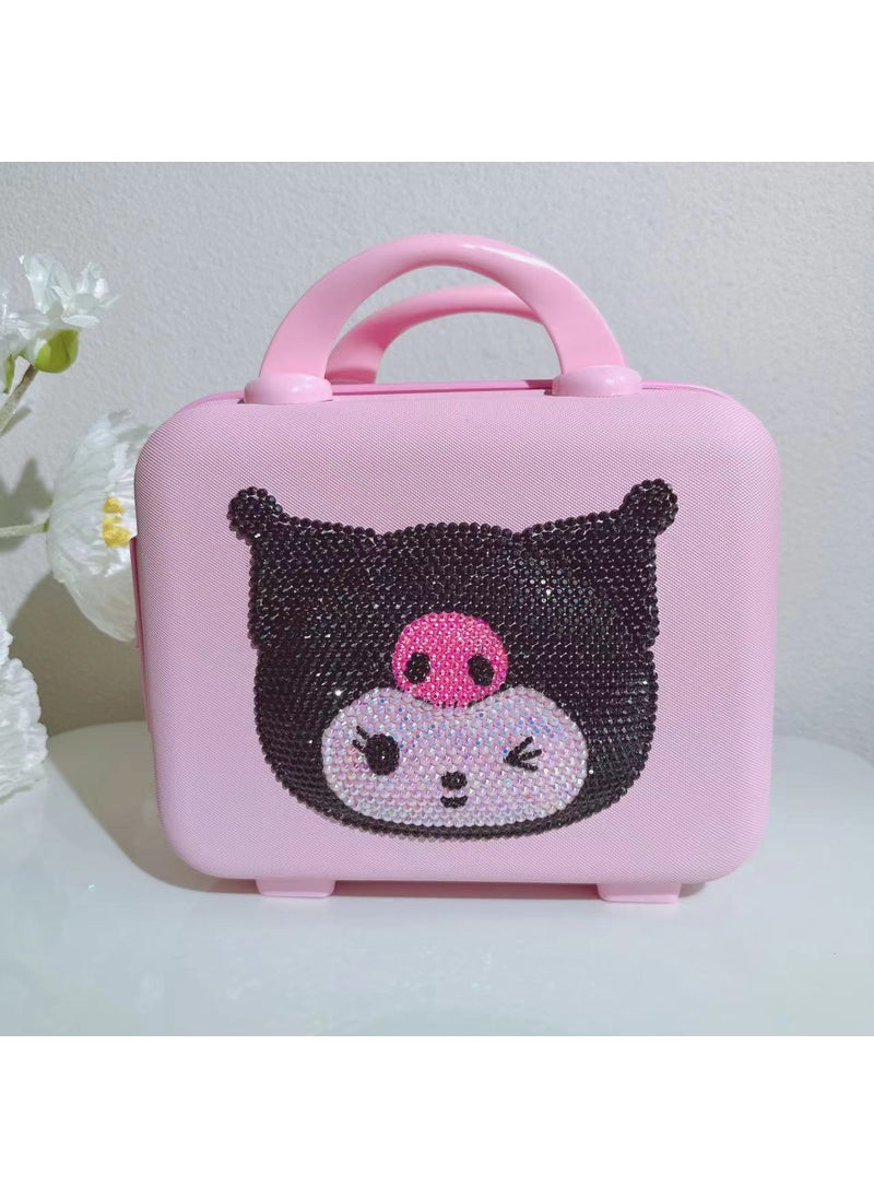 Creative Rhinestone Suitcase for Travel, 12 Inch 23 pink bag blackhead skull combination lock