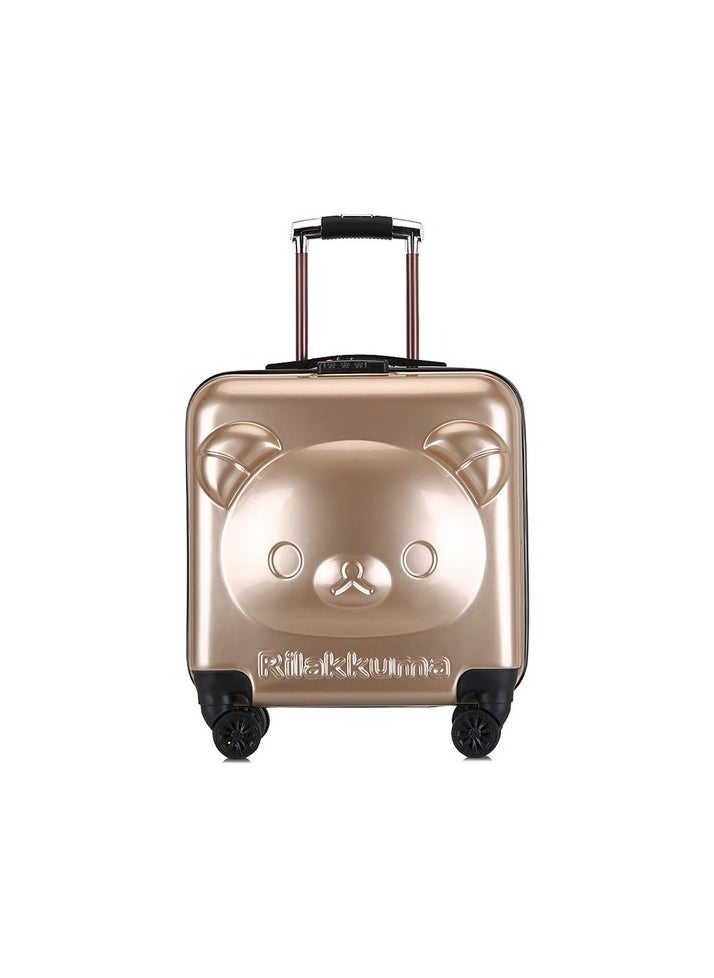 Weirsoın18 Inç Cute Bear Trote Car Bag Bear Bavulu Colour:Gold Sizes:75 × 51 × 73 cm