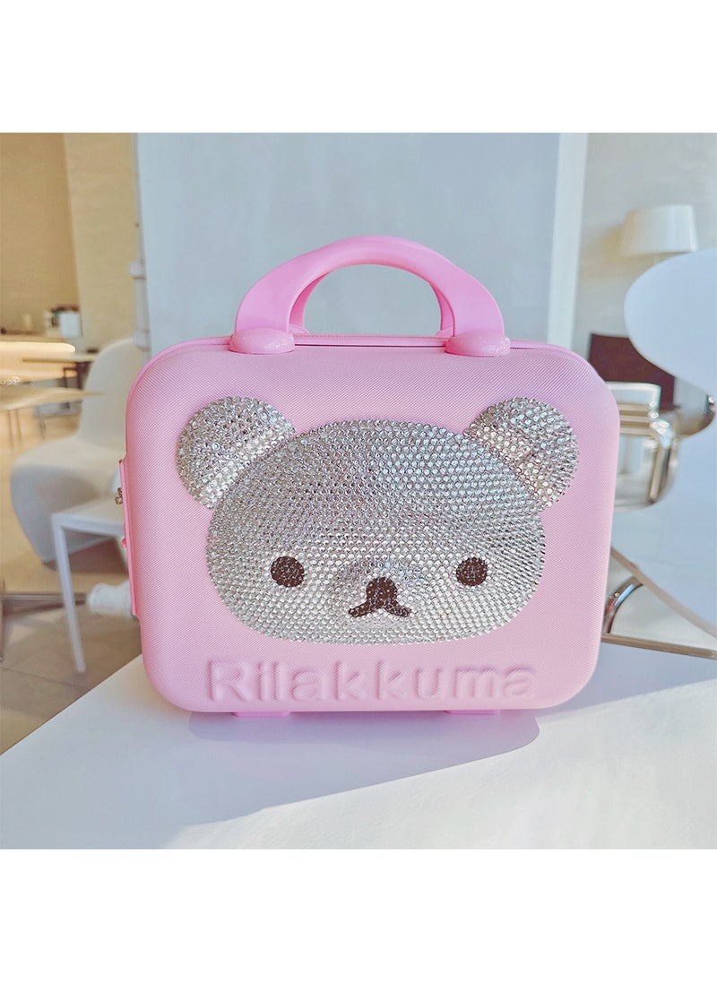 Creative Rhinestone Suitcase for Travel, 12 Inch 10 pink bear password lock