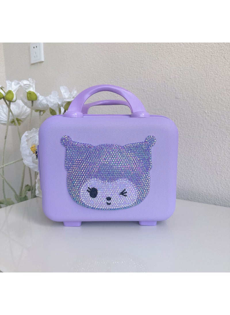 Creative Rhinestone Suitcase for Travel, 12 Inch 17 kulomi purple bag purple head combination lock