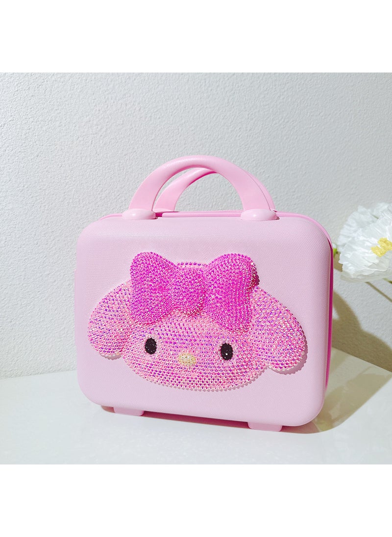 Creative Rhinestone Suitcase for Travel, 12 Inch 08 pink Merlot portable password lock