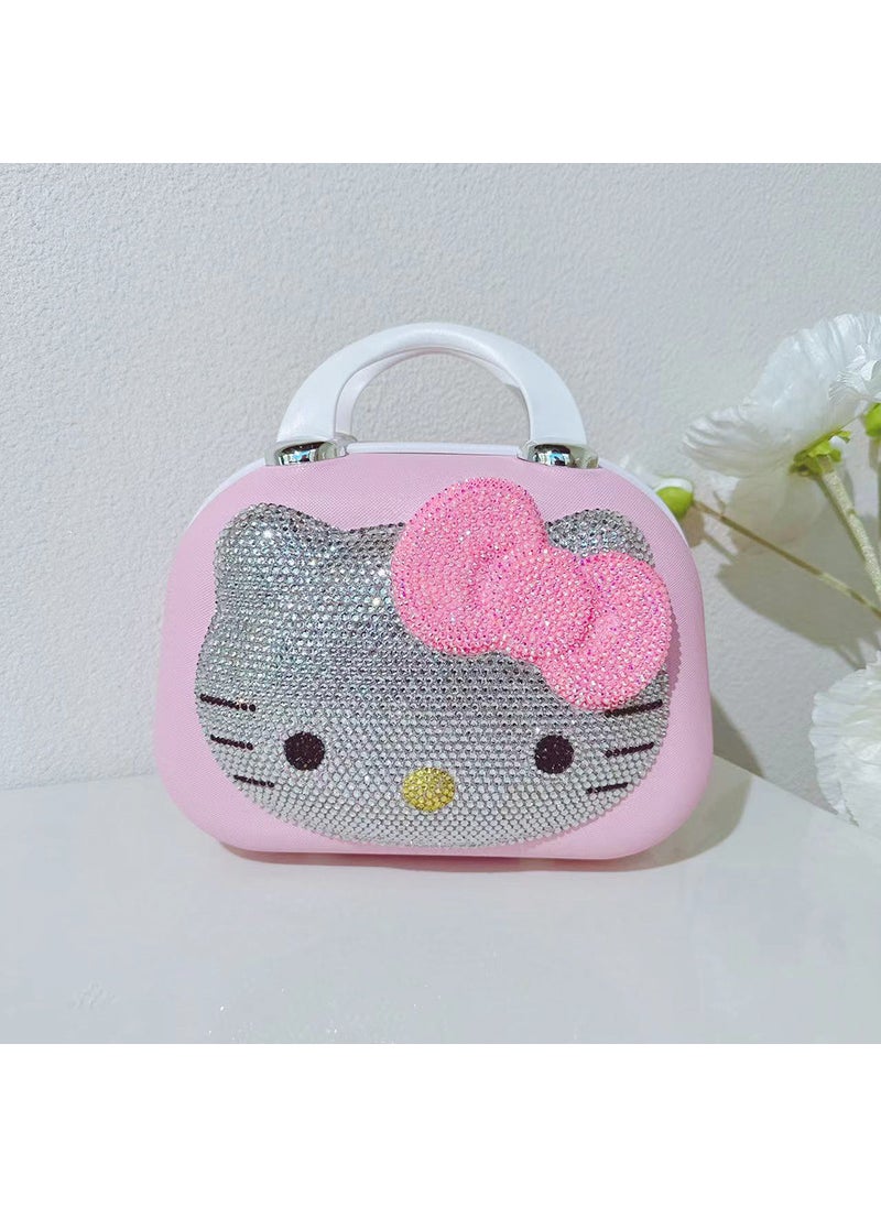 Creative Rhinestone Suitcase for Travel, 12 Inch 04 pink bow (no silver edge) cat