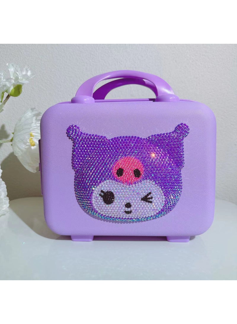 Creative Rhinestone Suitcase for Travel, 12 Inch 22 purple bag purple head skull combination lock