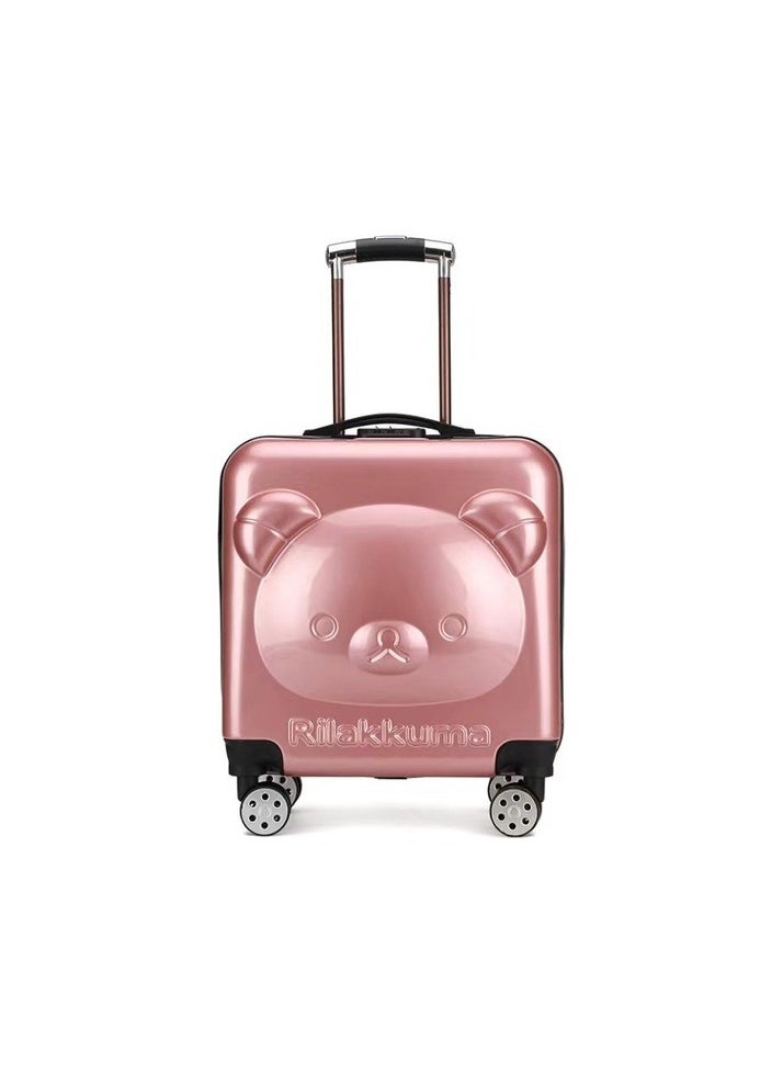 Weirsoın18 Inç Cute Bear Trote Car Bag Bear Bavulu Colour:Pink Sizes:75 × 51 × 73 cm